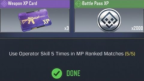 Call Of Duty Mobile Use Operator Skill 5 Times in MP Ranked Matches Task Complete