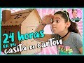 24 HORAS en mi CASITA de CARTÓN!! 🏡 Paso UN DÍA ENTERO en MI CASITA de CAJAS de CARTÓN!! 💜 CLODETT