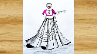 How to draw a Traditional Girl with Dandiya Dance | Indian Girl drawing | girl drawing