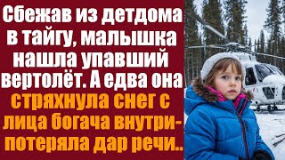 видео: Сбежав из детдома в тайгу, малышка нашла упавший вертолёт. А едва она стряхнула снег с лица богача.. картинка: Сбежав из детдома в тайгу, малышка нашла упавший вертолёт. А едва она стряхнула снег с лица богача..
