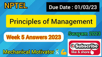 Principles of Management | Week 5 Quiz | Assignment 5 Solution | NPTEL | SWAYAM 2023