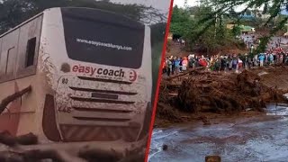 Easy coach bus stuck in mai mahiu with more than 25 people in Side rescue mission on going