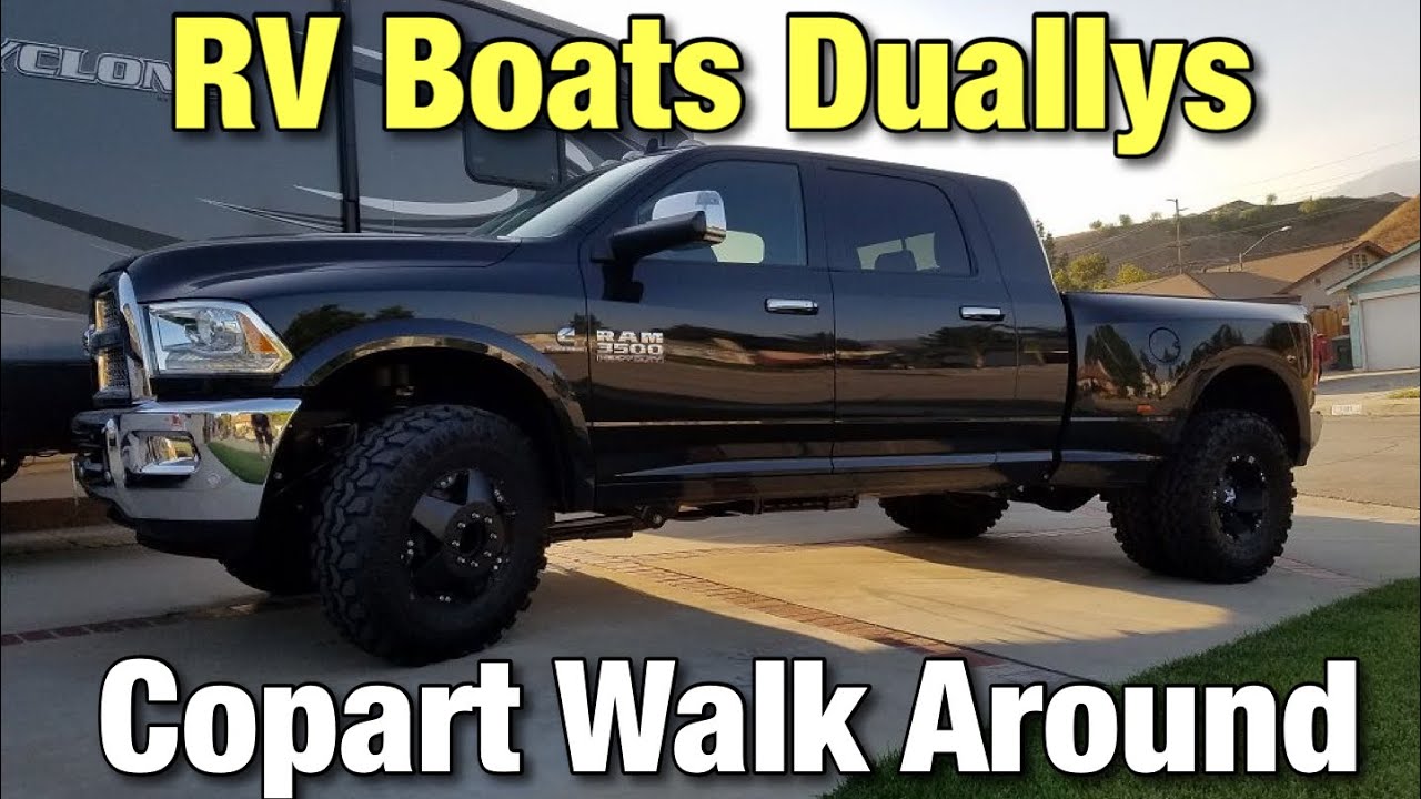Copart Walk Around RV'S BOATS and DUALLY TRUCKS - YouTube
