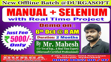 MANUAL + SELENIUM Offline Training @ DURGASOFT