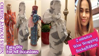 Wine Bottle Wrapping |Using Socks | Cute Easy DIY | Gift for all Occasions screenshot 3