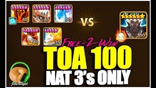 SUMMONERS WAR: TOA 100 Free2play with Only Nat 3's (Free-2-Win)