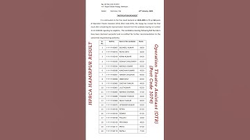 HPRCA result operation theatre assistant post code 1074 #result #hprca #shorts #short