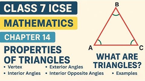 Class 7 ICSE Maths Chapter 14 | Properties of Triangles | Introduction, Angles & Examples Explained