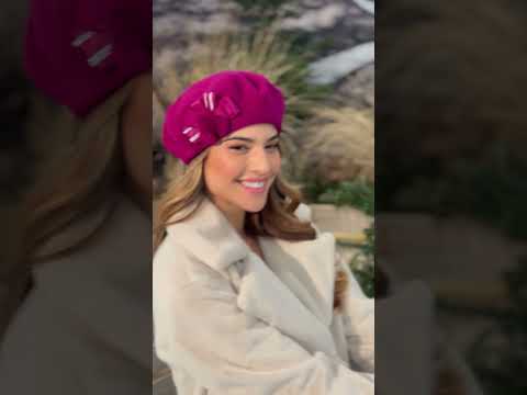 Елегантний жіночий берет Willi "Bilana" з єлегантним декором бант у кольорі соковита фуксія., видео 1