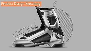Product Design Sketching With Rendering (Futuristic Shoe) Part 1
