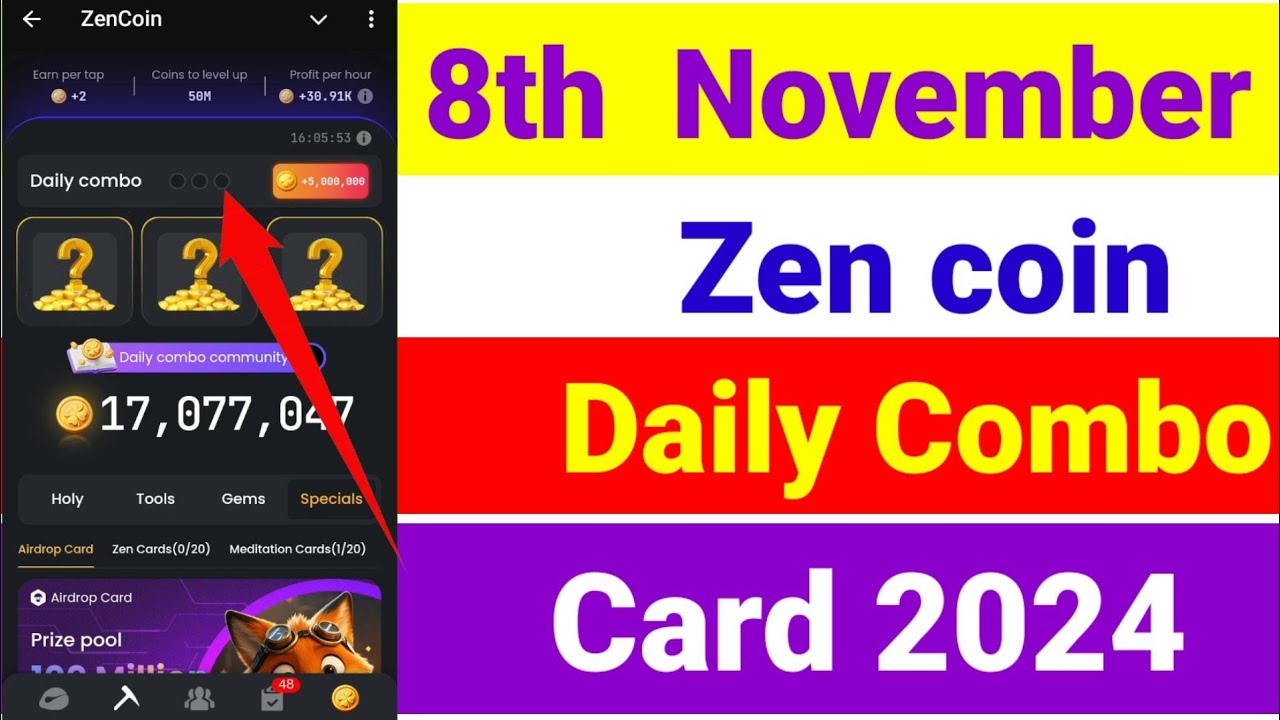 Zen coin daily combo 8 November | Zen coin today combo cards 8 November | Zen coin airdroptelegram