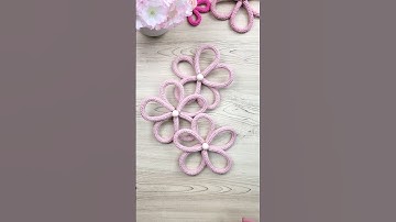 Knitted wire Flowers in "Soft Pink" #diy #knittedwireart #tricotin