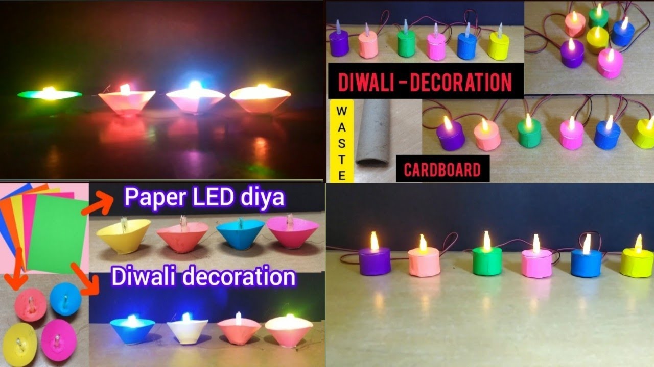 Paper Led Diya Making for diwali Decoration |Diwali Decoration ideas| Best out of waste| Diya decor 