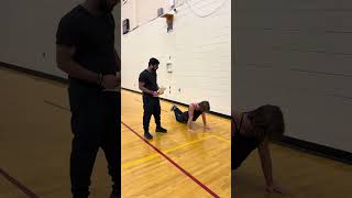 Upper body muscular endurance push up test-  female client. 