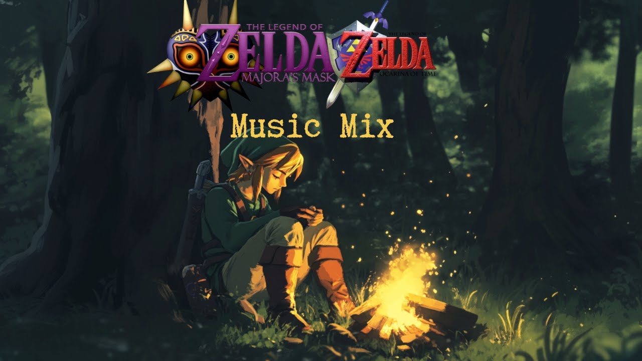 Zelda Ocarina of Time & Majora's Mask Music with Cozy Campfire Sounds ...