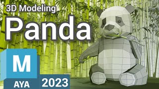 Panda Low Poly 3D Modeling (Autodesk Maya Tutorial) Resimi