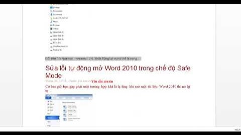 Lỗi mở chế độ safe mode của word