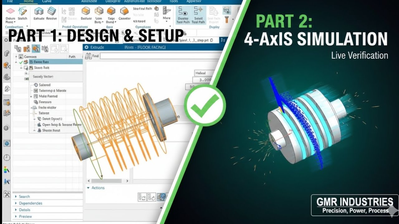 Simultaneous Workflow Siemens NX 4-Axis Simultaneous Simulation PART 2: Full Workspace ...