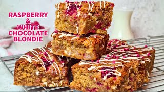 Raspberry And White Chocolate Blondies | How To Make Blondies | Easy Blondie Recipe