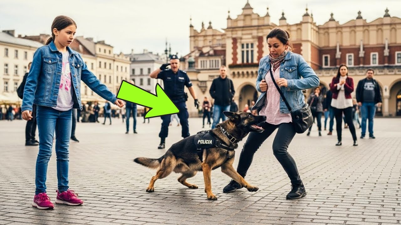 Dziewczynka pogłaskała psa policyjnego przy Rynku — pies zablokował kobietę i ujawnił porwanie