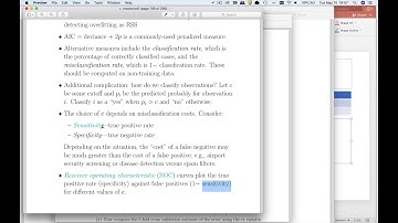 ROC Curves, Area under curve, classification rate, true/false positive rate