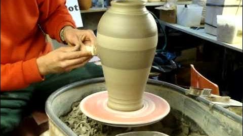 Trimming / Turning &  Slip Decorating the Tall Pottery Jar