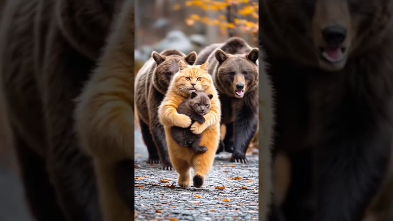 Cat Kidnaps Bear Cub 😱🐻 | Wild AI Cat Adventure