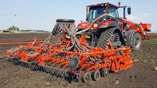 Посев ярового ячменя за один проход с подготовкой почвы: KUHN Venta 6000 | Case IH MAGNUM Rowtrac