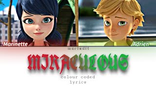 MIRACULOUS | Marinette × Adrien| Theme song / colour coded lyrics/ English ver (Description ⚠️)