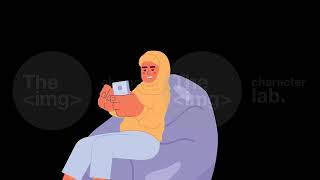 Relaxing hijab girl on beanbag chair 2D character animation Relaxing hijab girl on beanbag chair 2D character animation