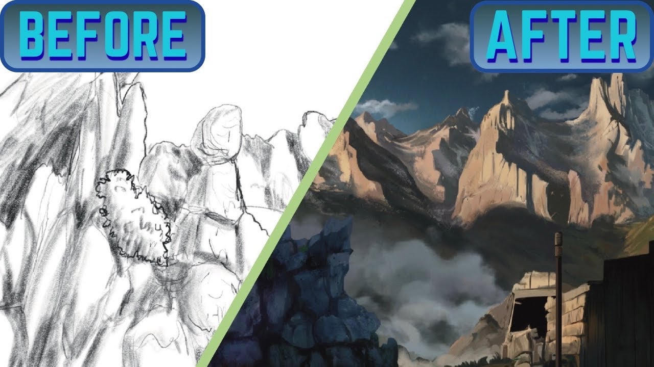 Do You Wanna Paint A Mountain?🎵 Landscape Concept Art Timelapse Using ...