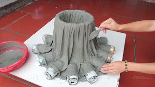 Cement Craft Ideas  Making Flower Pots Unique And Beautiful From Rags and Cement