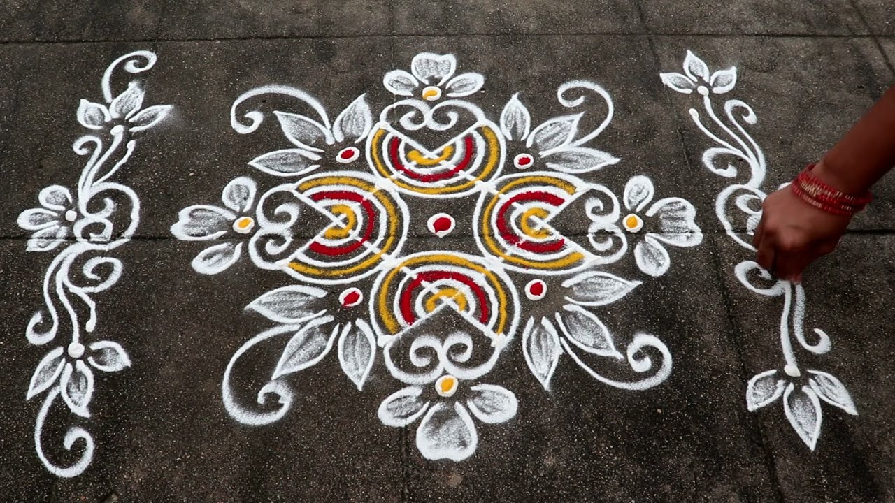 Vinayagar Chaturthi Rangoli Designs| 4x2 Dots Small Muggulu |Ganesh Festival Kolam With Side Borders