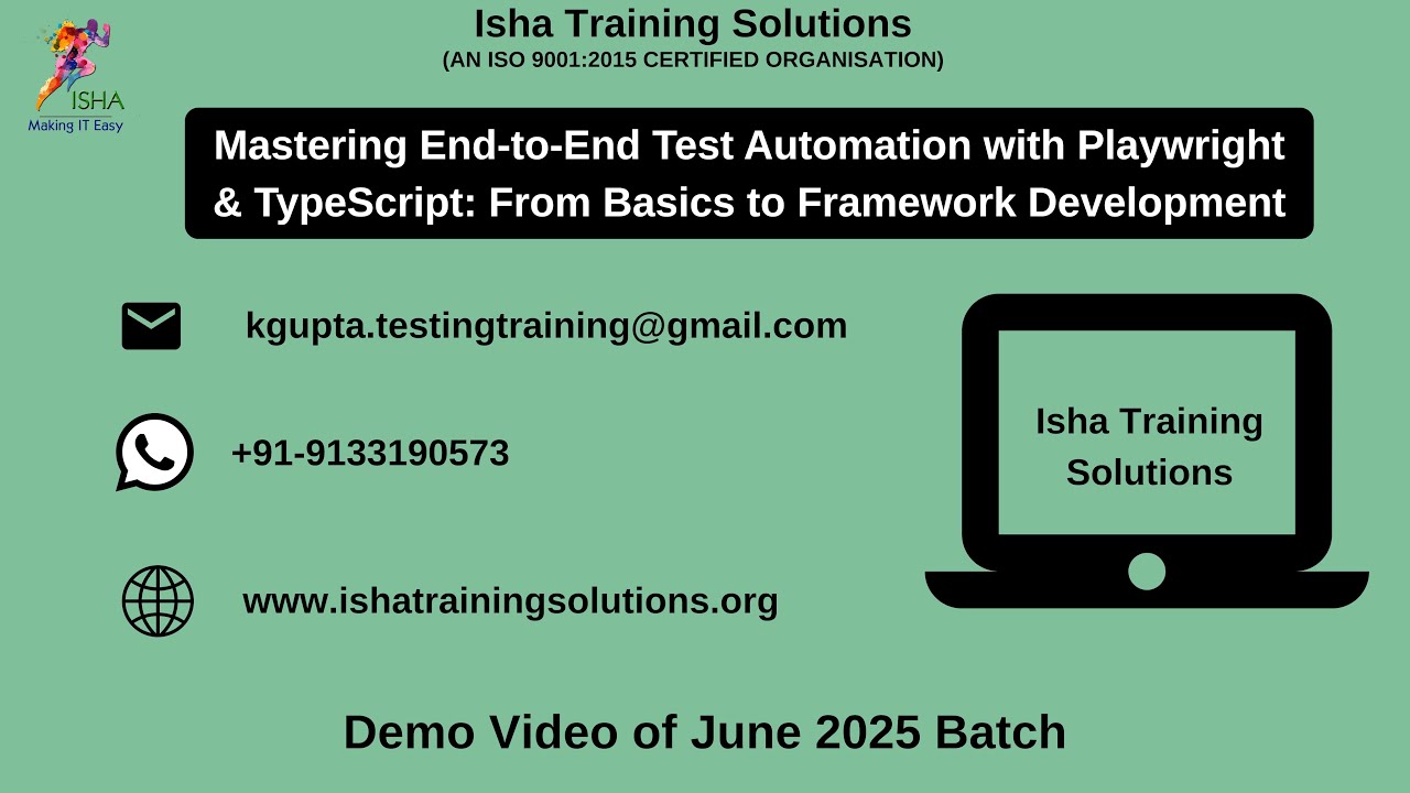 Playwright with Typescript Demo video on 23rd June 2025.call/WhatsApp ...
