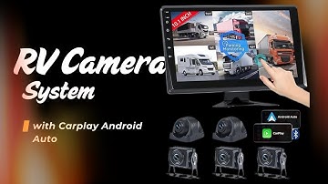 RV Camera System with CarPlay & Android Auto| 5x 1080P Backup Cameras  10.1" Android 13 Touchscreen