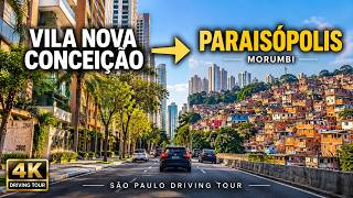 Vila Nova Conceição to Paraisópolis 🇧🇷 | Two Sides of São Paulo | 4K Driving Tour