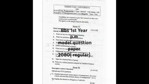 Bbs 1st Year principles of management question paper 2080|| bbs 1st year p.m  question  paper 2080||