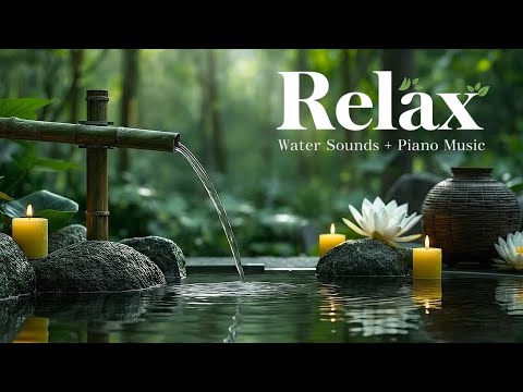 Relaxing Music Relieves Stress, Anxiety, and Depression 🌿 Bamboo Water Sounds + Healing Piano Music