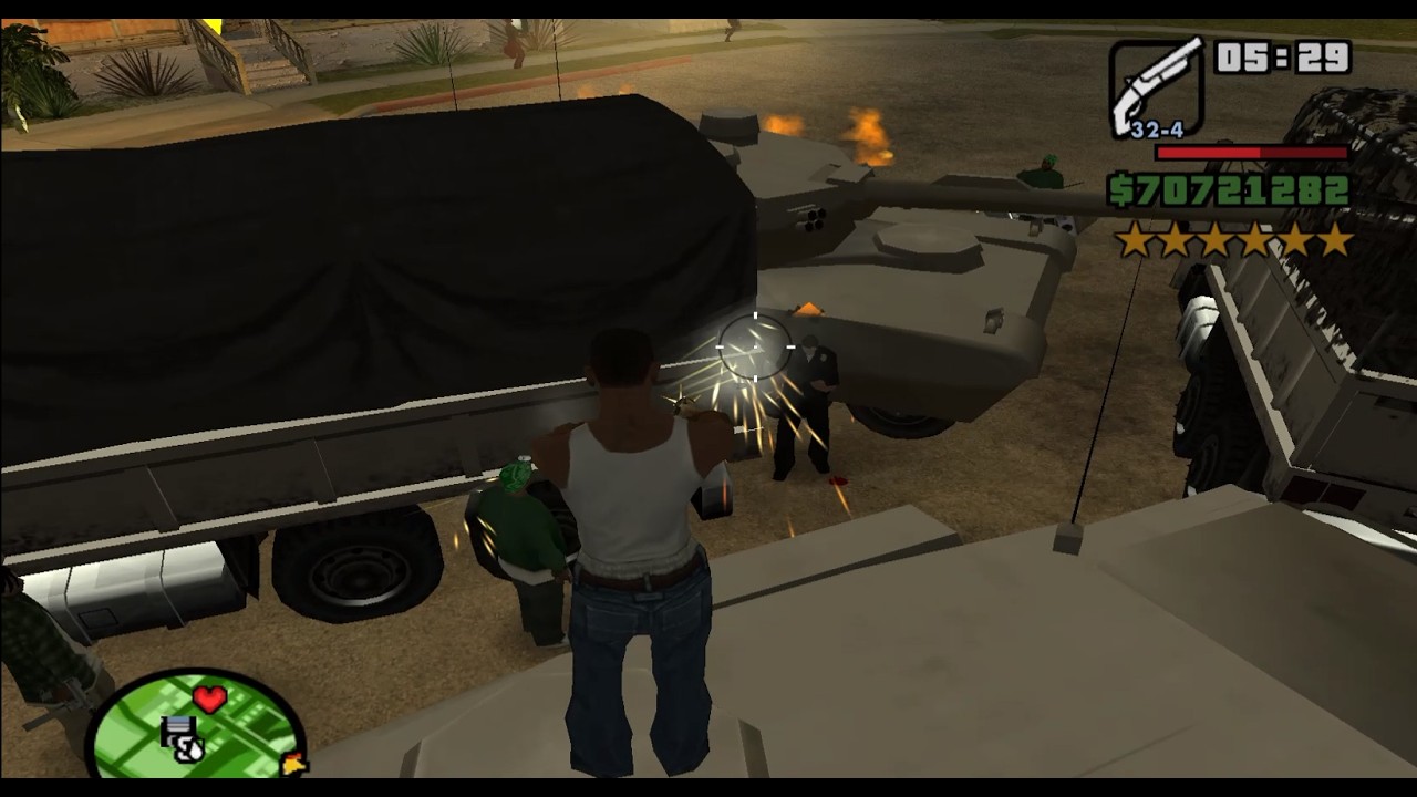 GTA San Andreas (with cheat codes)Shooting Cops | 5⭐ Wanted Level Double Barrel Shotgun Rampage