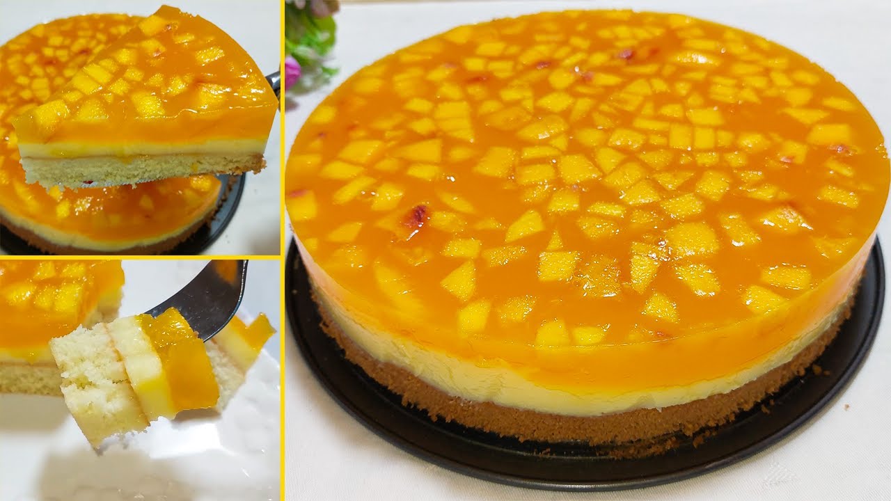 طورطة بالبرتقال سهلة 🍊 باردة بثلاث طبقات لذيذة سهلة و سريعة التحضير - كيكة البرتقال🍊