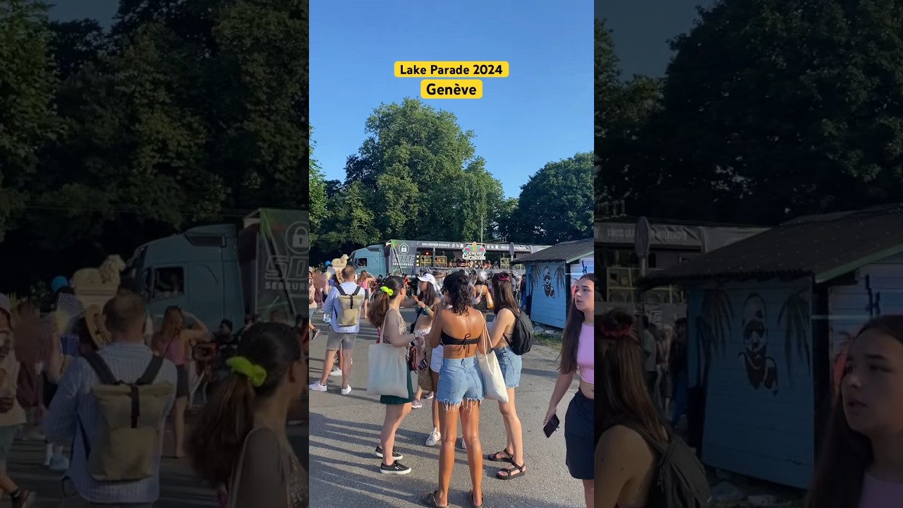 Lake Parade # Geneva # Switzerland # Strong and Loud Music # Summer time# Sunny day # Crowded