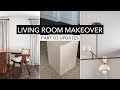 Minimalist Living Room Makeover - DIY pedestal, new lighting, modern furniture