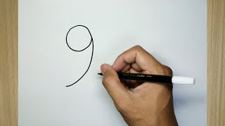 Cara menggambar kupu-kupu dari angka 9 Cara menggambar kupu-kupu dari angka 9
