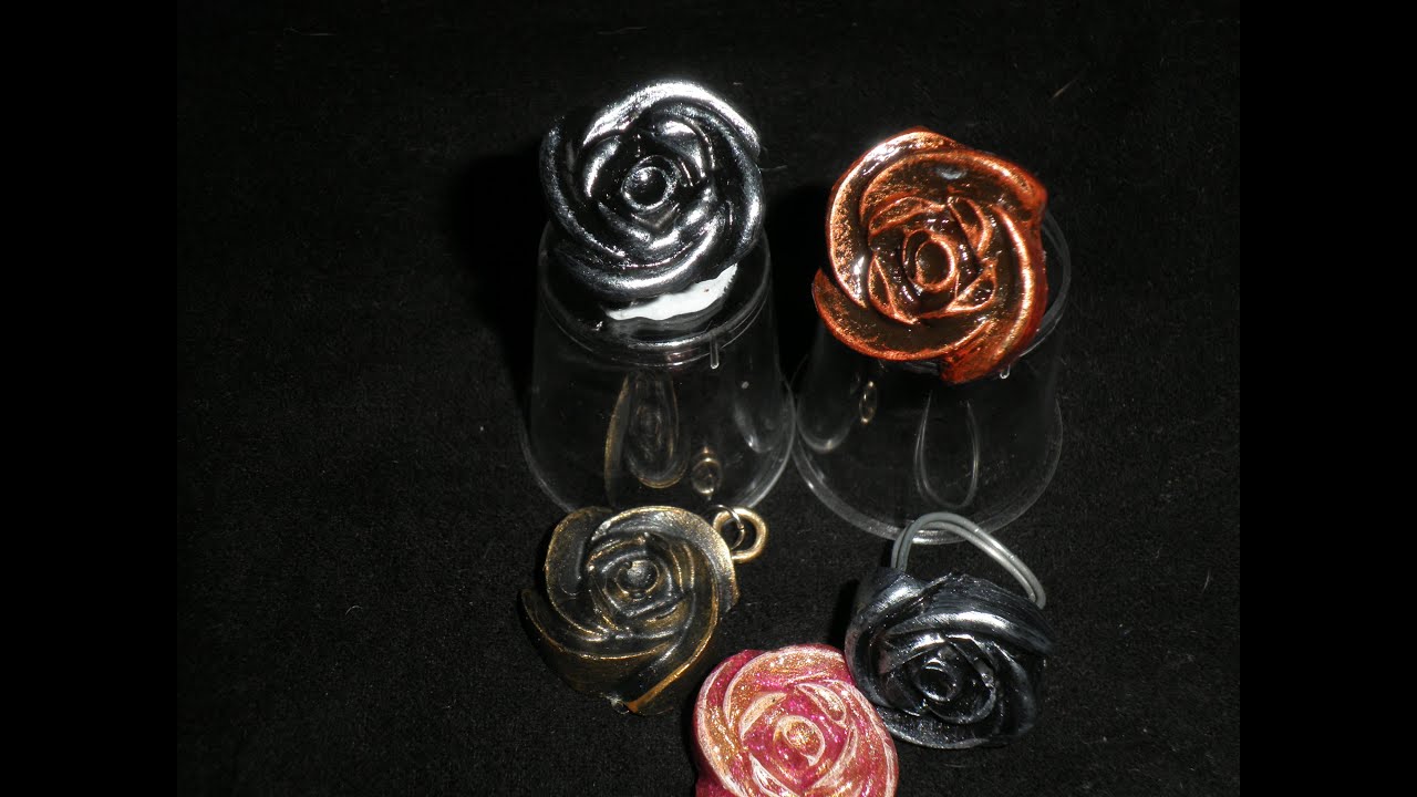 How to make metallic look flower rings and pendants with a hot glue gun