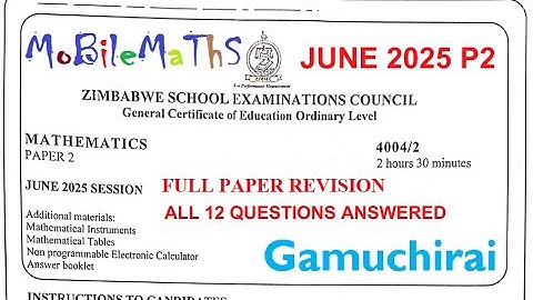 ZIMSEC - MATHS JUNE 2025 : P2