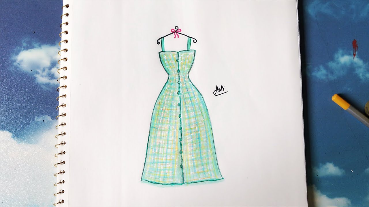 Draw a dress 14 for girl - Vẽ Váy - An Pi TV Coloring - youtube