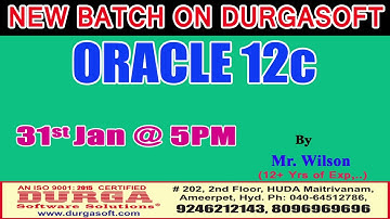 New Batch On Oracle 12C by Mr. Wilson Demo On 31st Jan @5PM At Maitrivanam(HYD) - Offline Batch