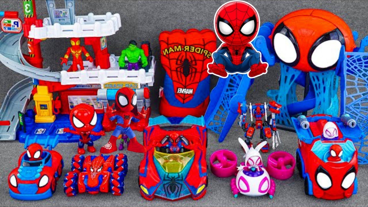 Marvel Spiderman Unboxing Review | Spidey Web-Quarters Playset Spidey Fast and Friendly Garage ASMR