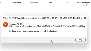 Package Failed Updates, Dependency or conflict Validation Photos App   Photos app image not open