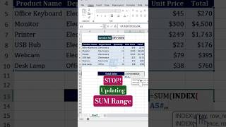 Excel Hack: Auto-Updating SUM Ranges #excel #exceltips #tutorial